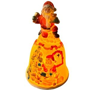 Vintage Lited Santa Bell Christmas Around the World Ceramic Light‎ Up Decor